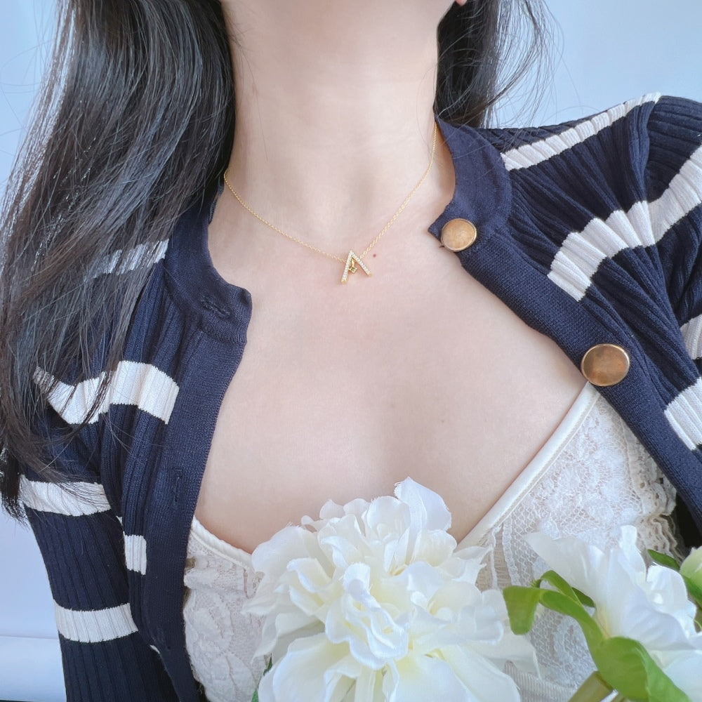 [AuraEcho]Sparkling "A" Shape Necklace