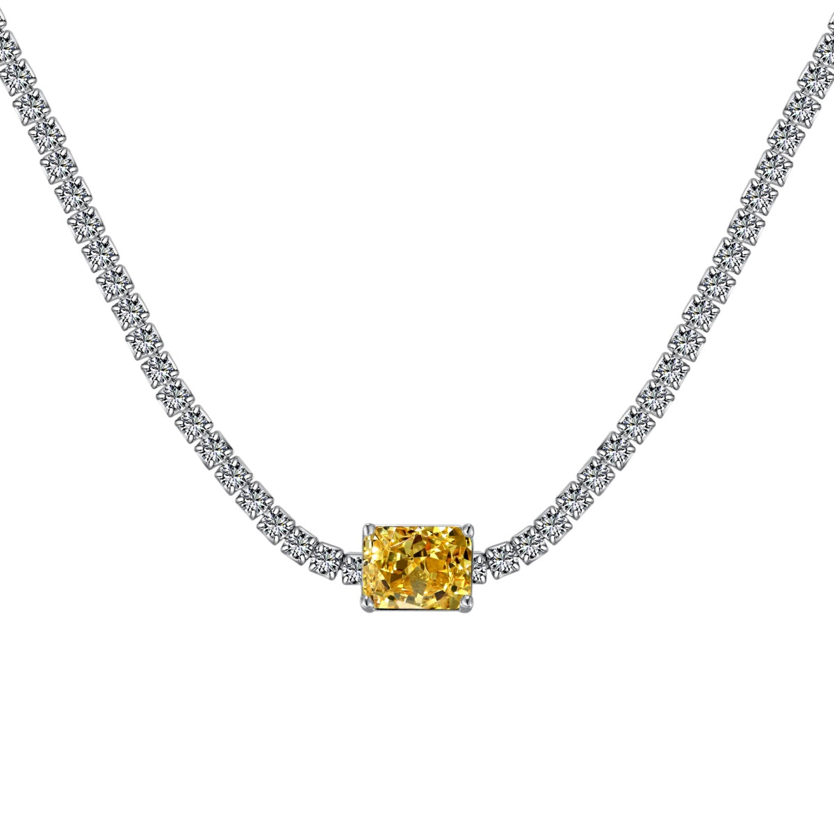 [AuraEcho]2.0 carat Ornate Emerald Cut Necklace