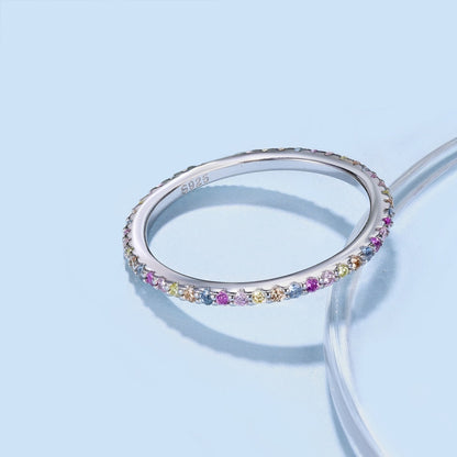 [AuraEcho]Ornate Colorful Round Cut Tennis Ring
