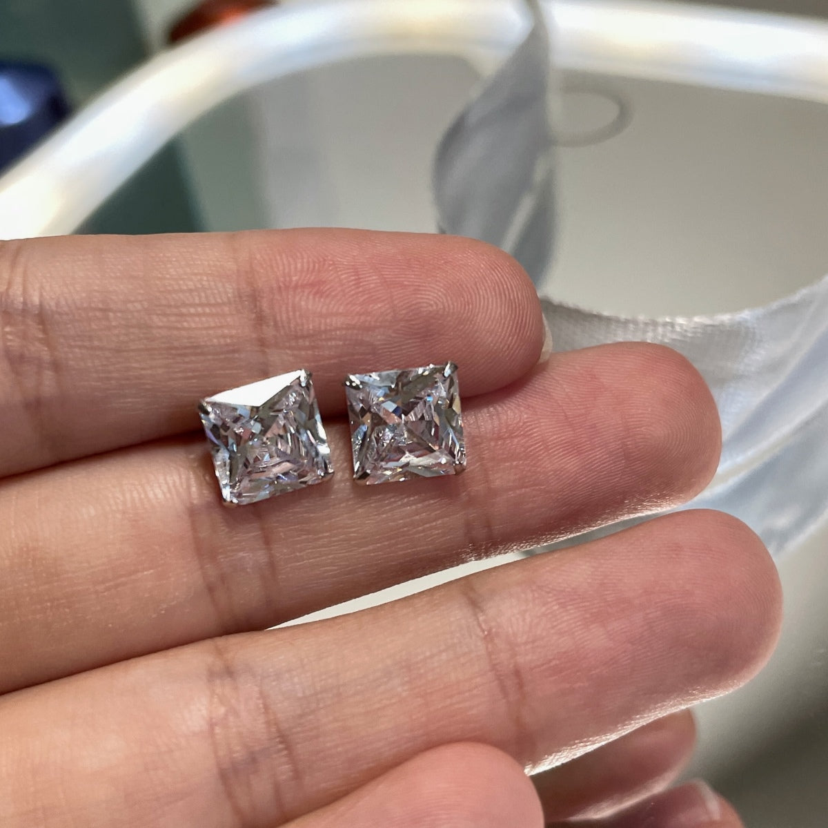 [AuraEcho]Ornate Square Shape Earrings