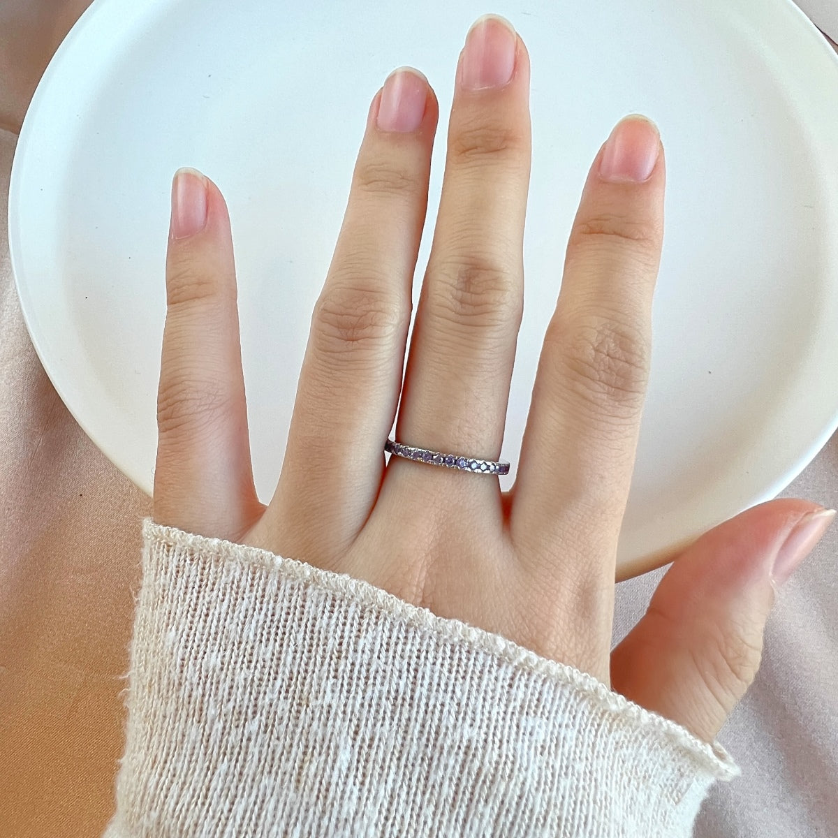 [AuraEcho]Delicate Sparkling Round Cut Daily Ring