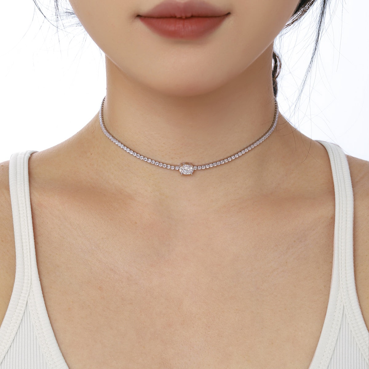 [AuraEcho]1.0 Carat Shining Oval Cut Necklace