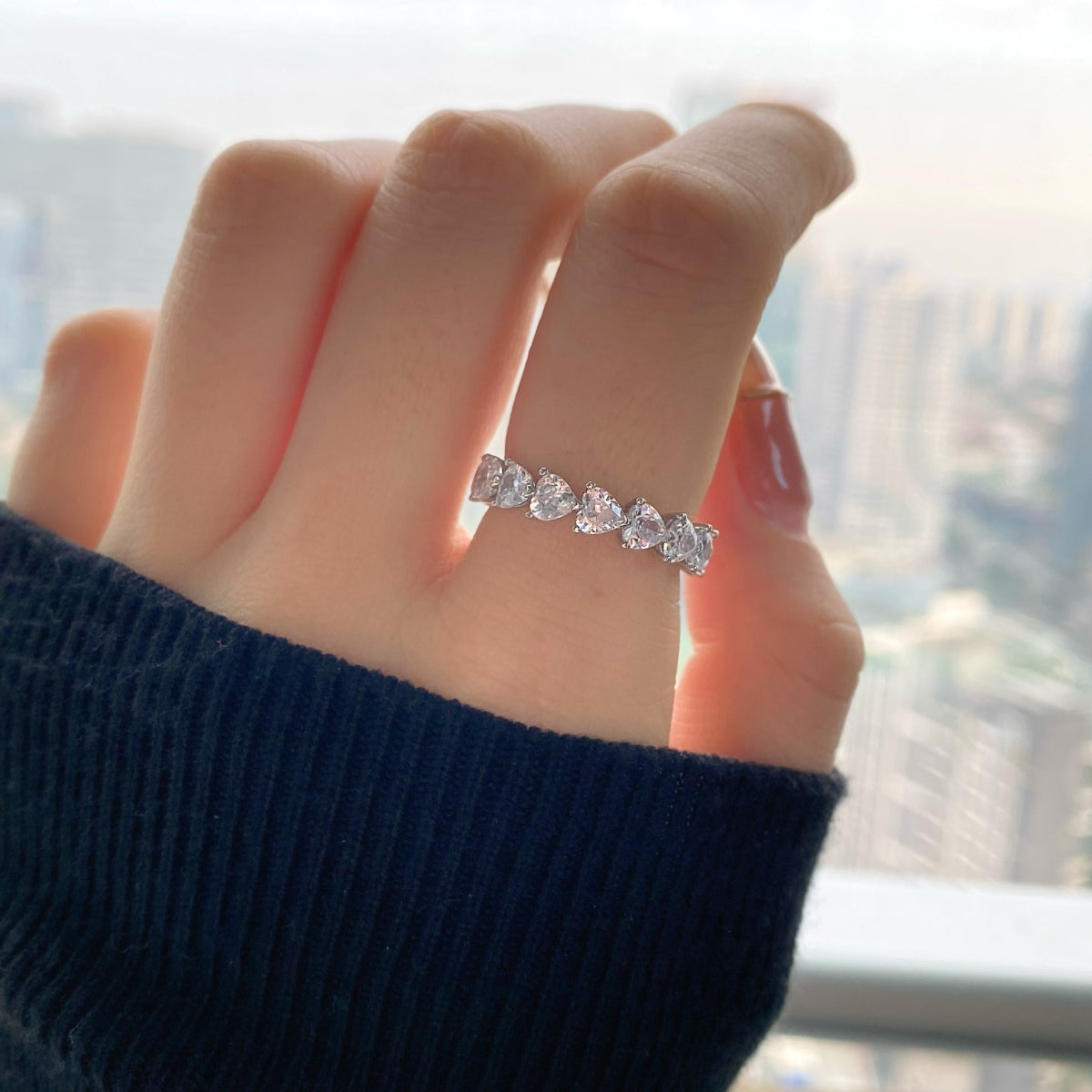 [AuraEcho]0.25 Carat Radiant Romance Heart Cut Lover Ring