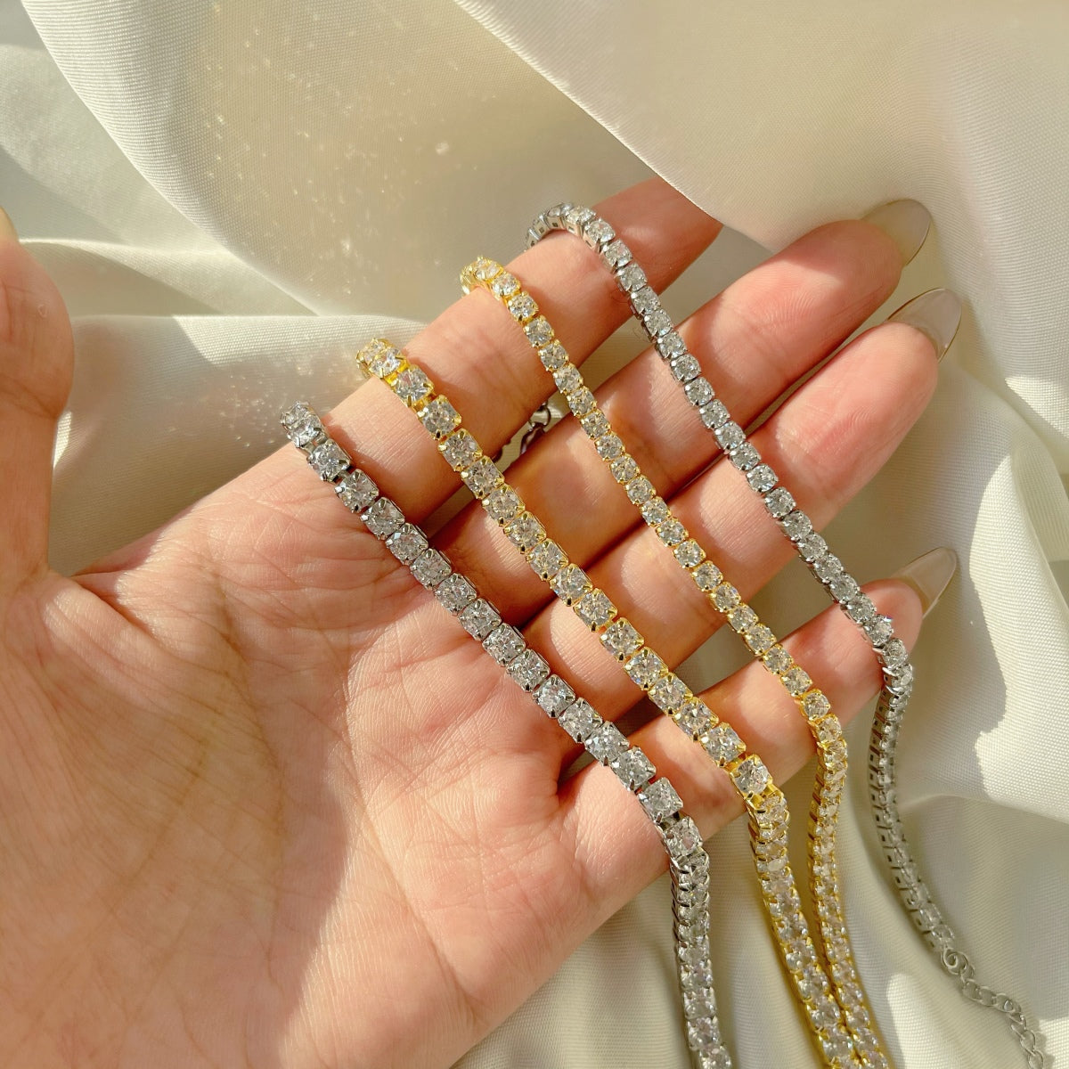 [AuraEcho]Sparkling Radiant Princess Cut Tennis Bracelet