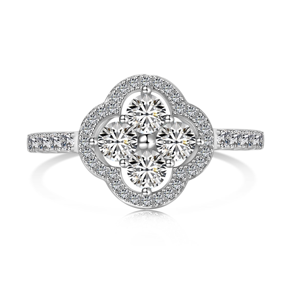 [AuraEcho]Four Leaf Clover Flower Design Ring