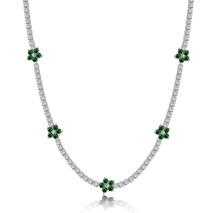 [AuraEcho]Luxurious Colorful Flower Tennis Necklace