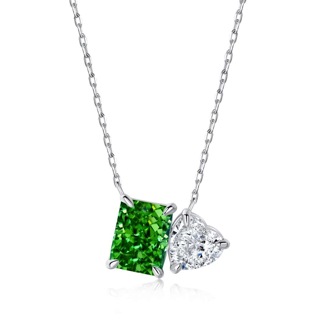 [AuraEcho]Dazzling Square & Heart Shape Necklace