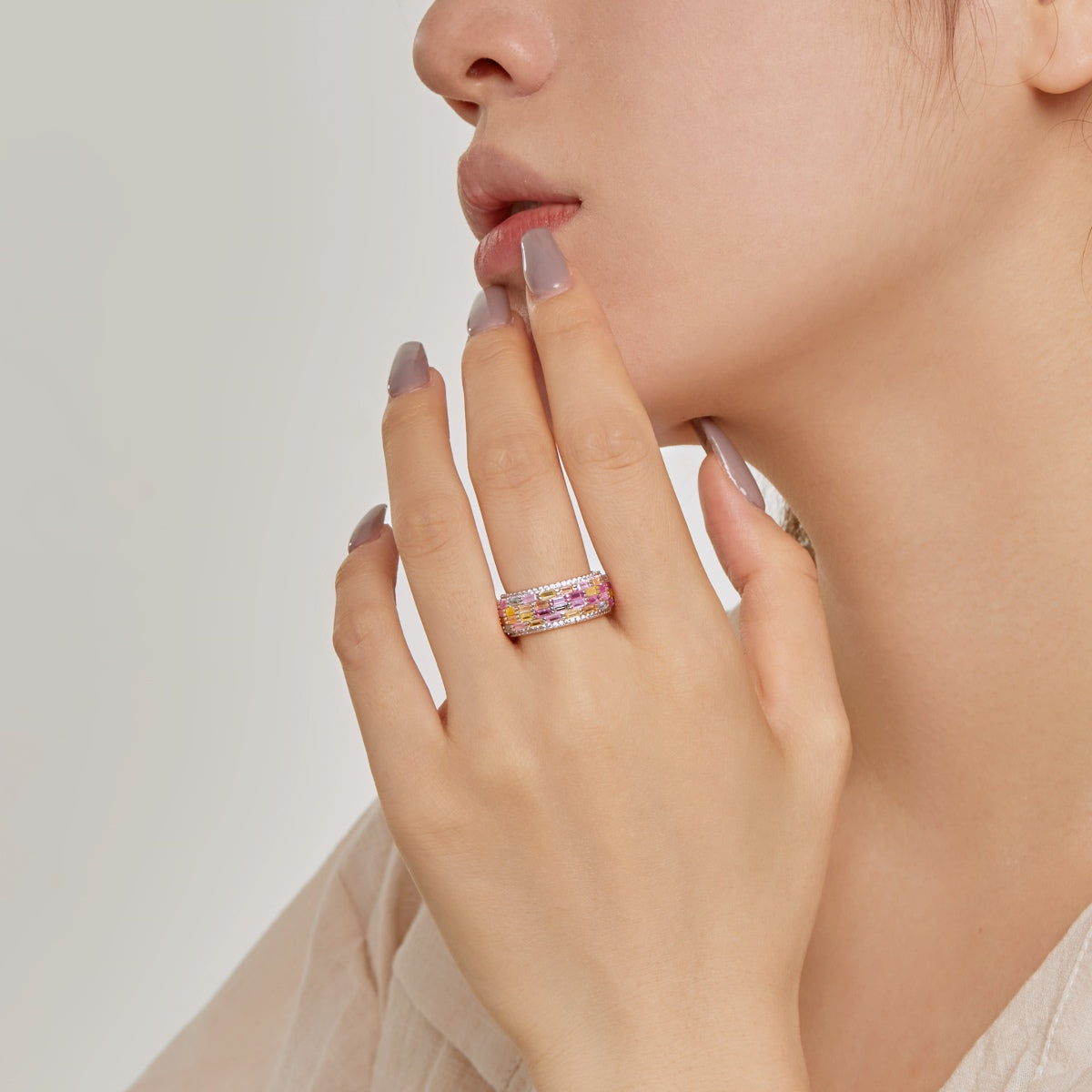 [AuraEcho]Radiant Colorful Radiant Cut Daily Ring