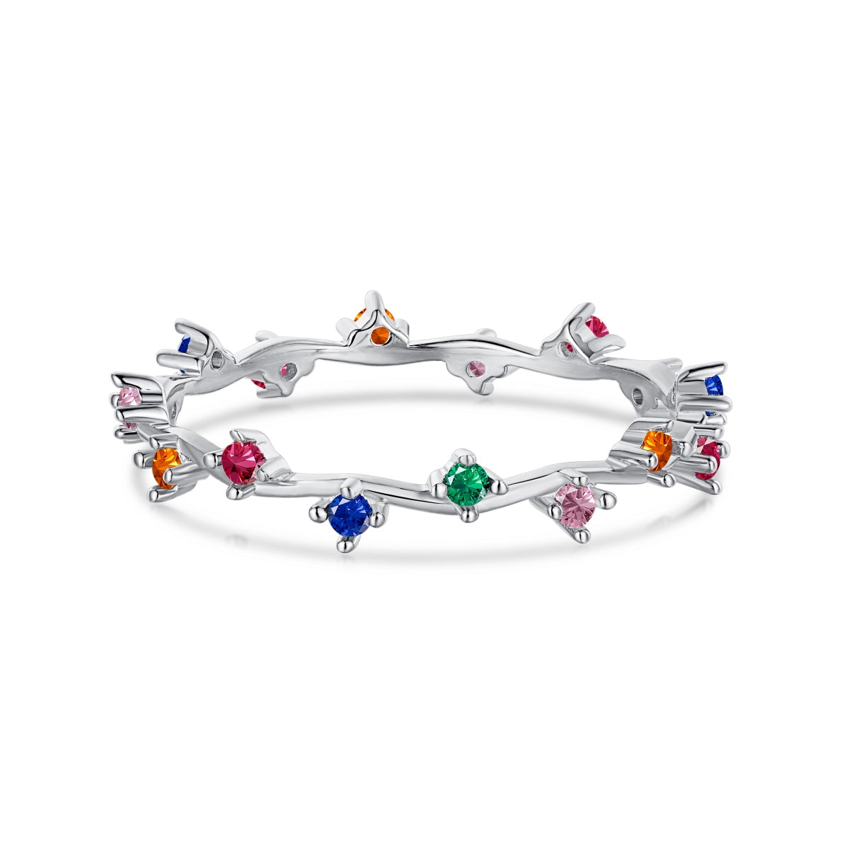 [AuraEcho]Radiant Colorful Round Cut Daily Ring