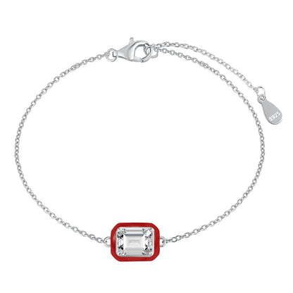 [AuraEcho]2.0 Carat Sparkling Colorful Emerald Cut Daily Bracelet