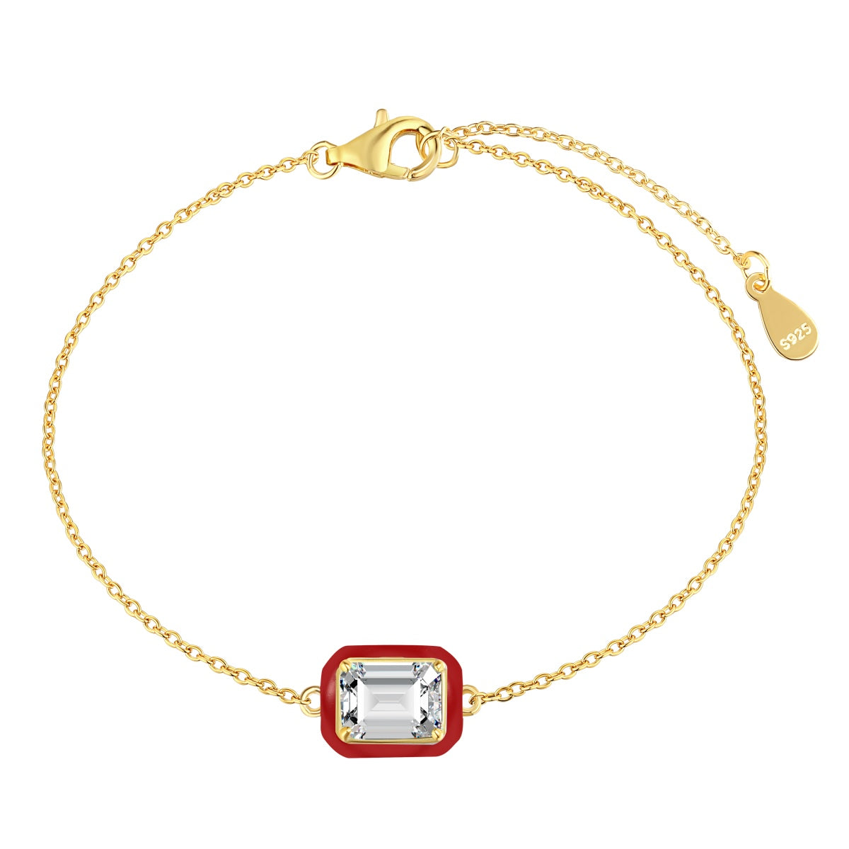 [AuraEcho]2.0 Carat Sparkling Colorful Emerald Cut Daily Bracelet