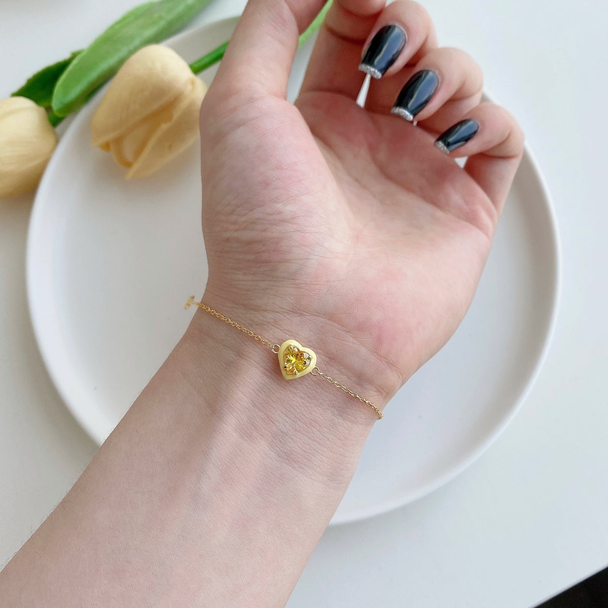 [AuraEcho]Sparkling Romantic Heart Shape Lover Bracelet