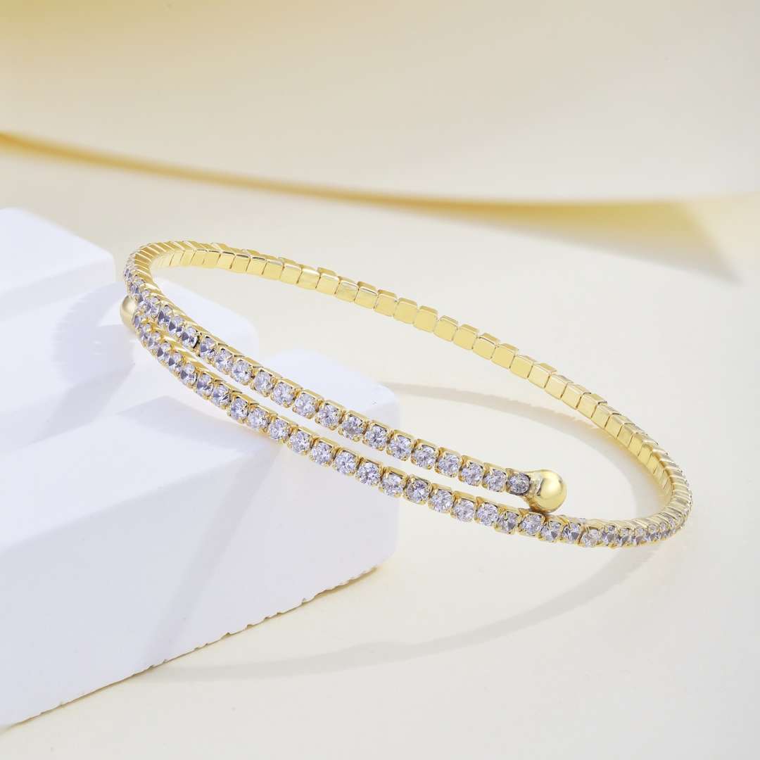 [AuraEcho]Row of Diamonds Round Fashion Bracelet