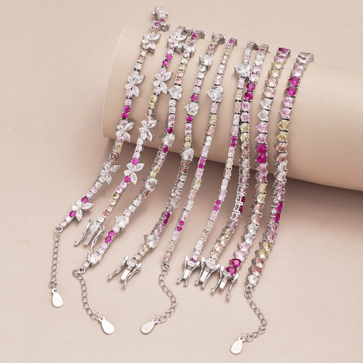 [AuraEcho]Sparkling Colorful Full Heart Tennis Necklace
