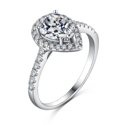 [AuraEcho]1.0 Carat Luxurious Resplendent Water Drop Shape Wedding Ring