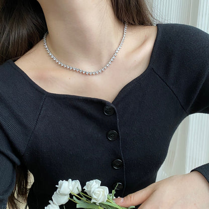 [AuraEcho]Ornate Heart Cut Tennis Necklace