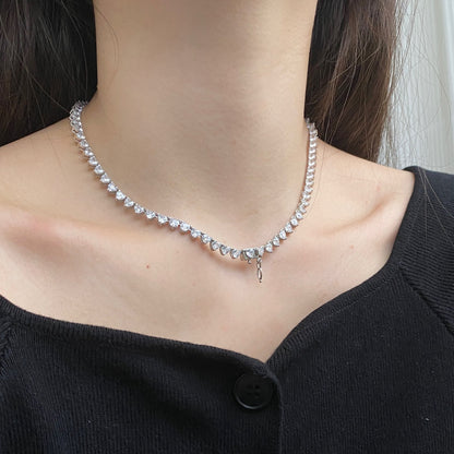 [AuraEcho]Ornate Heart Cut Tennis Necklace