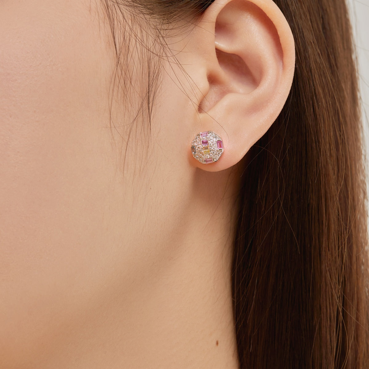 [AuraEcho]Ornate Colorful Octagon Shape Daily Earrings
