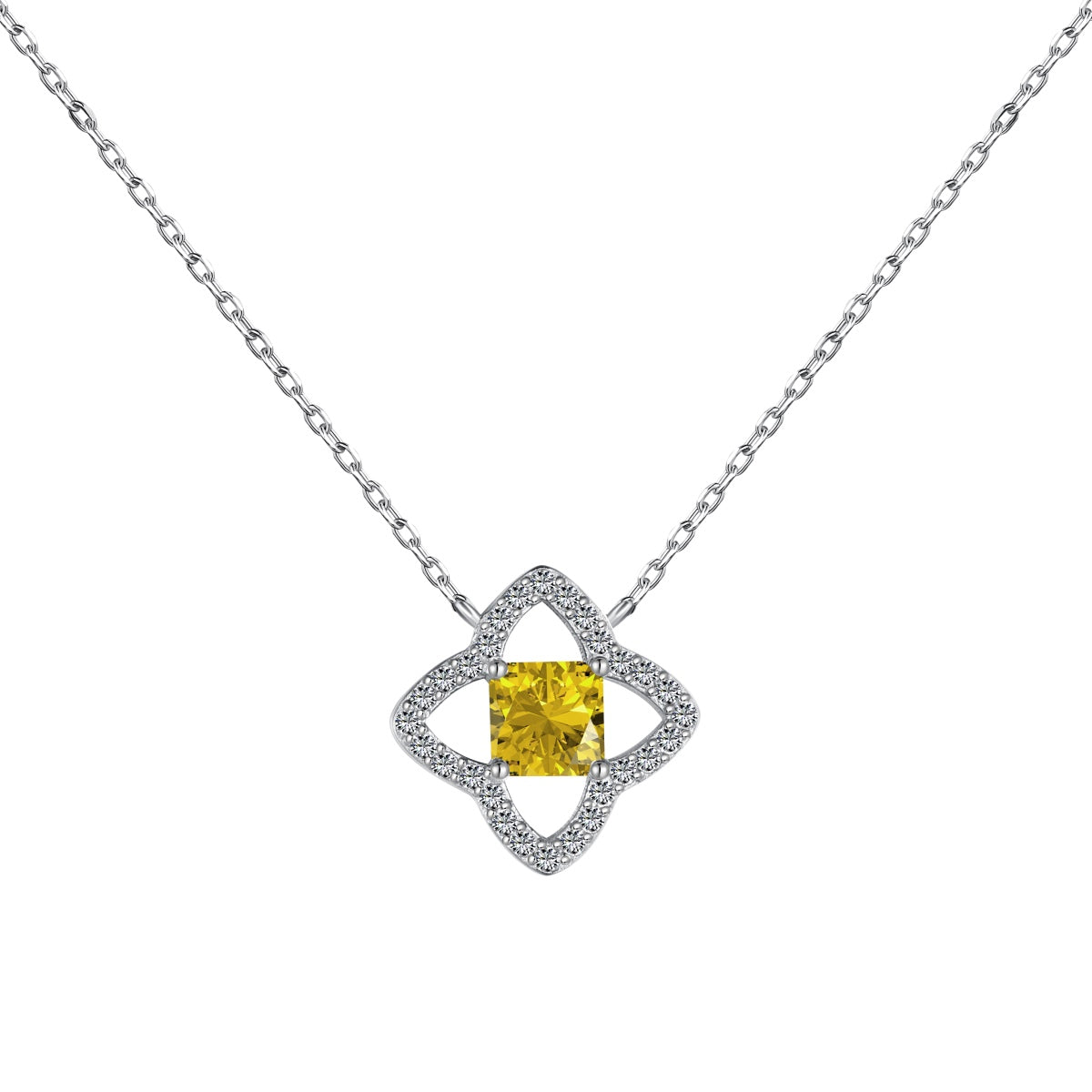[AuraEcho]Exquisite Flower Shape Princess Cut Necklace