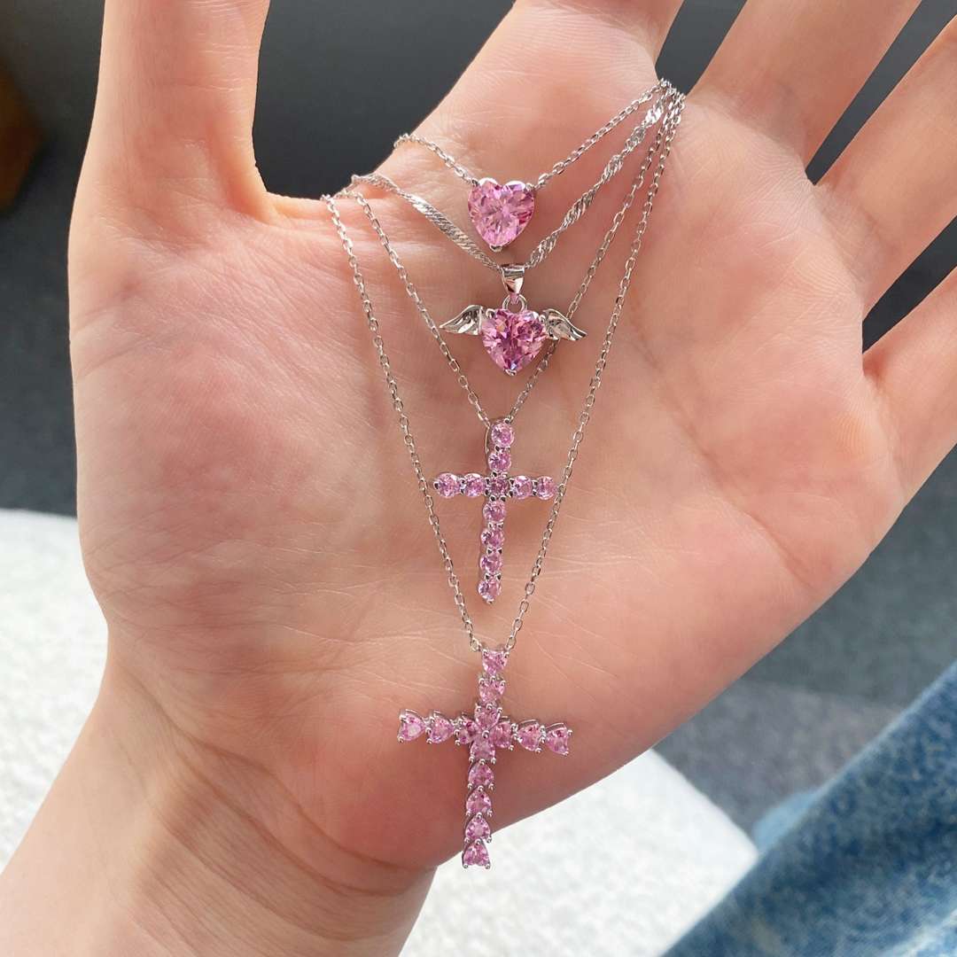 [AuraEcho]Heart Shape Main Stone Pendant Collarbone Necklace