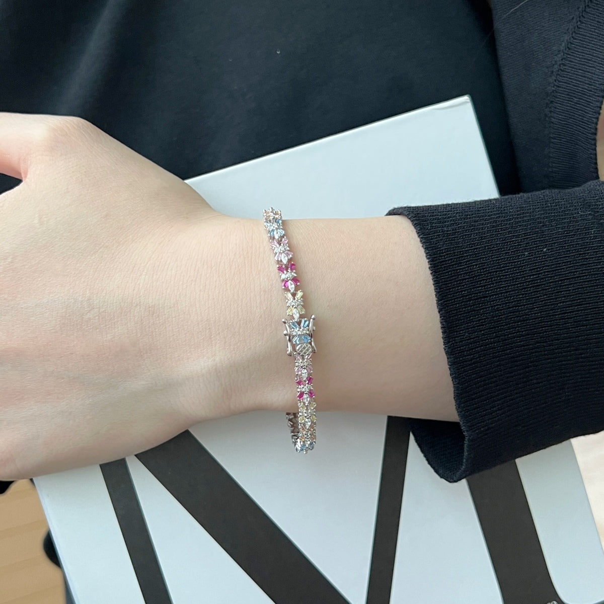 [AuraEcho]Radiant Colorful Emerald Cut Party Bracelet