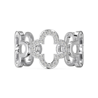 [AuraEcho]Hollow Design Four-Leaf Clover Flower Shape Ring