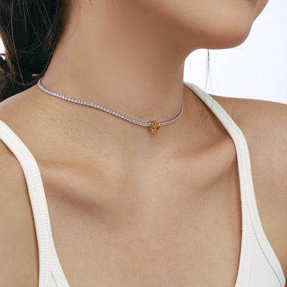 [AuraEcho]2.0 Carat Sparkling Tennis Heart Cut Necklace