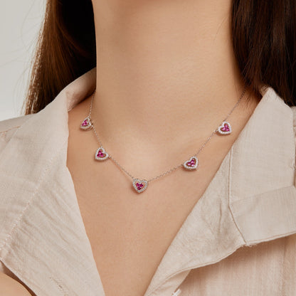 [AuraEcho]Sparkling Five Heart Necklace