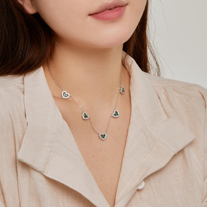 [AuraEcho]Sparkling Five Heart Necklace