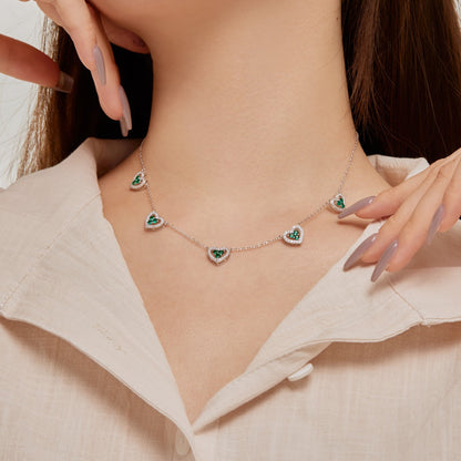 [AuraEcho]Sparkling Five Heart Necklace