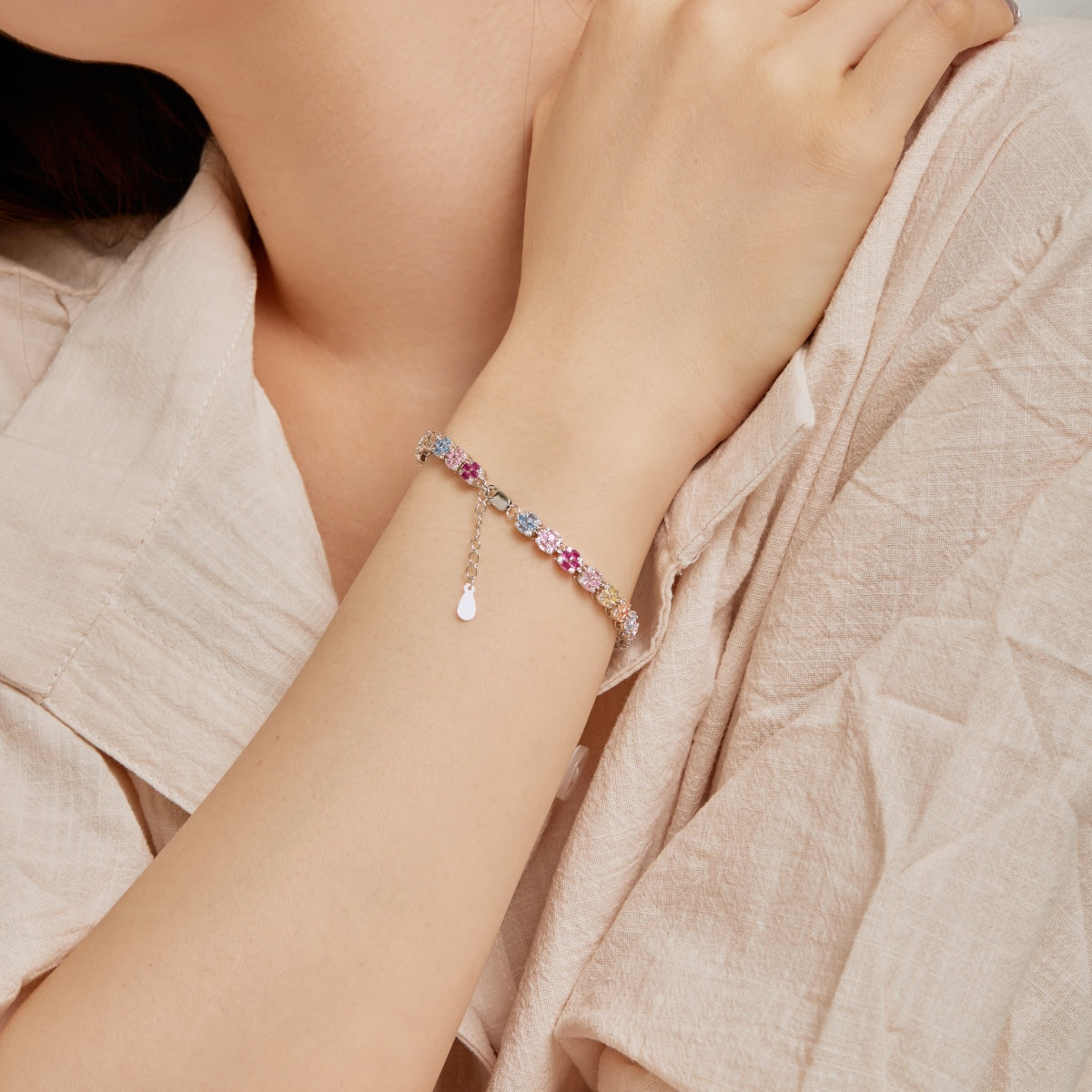 [AuraEcho]Delicate Colorful Emerald Cut Daily Bracelet