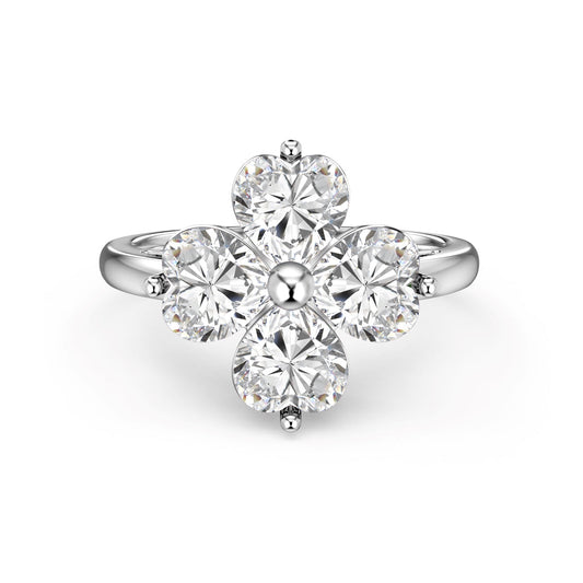 [AuraEcho]Heart-shaped Four-Leaf Clover Ball Ring