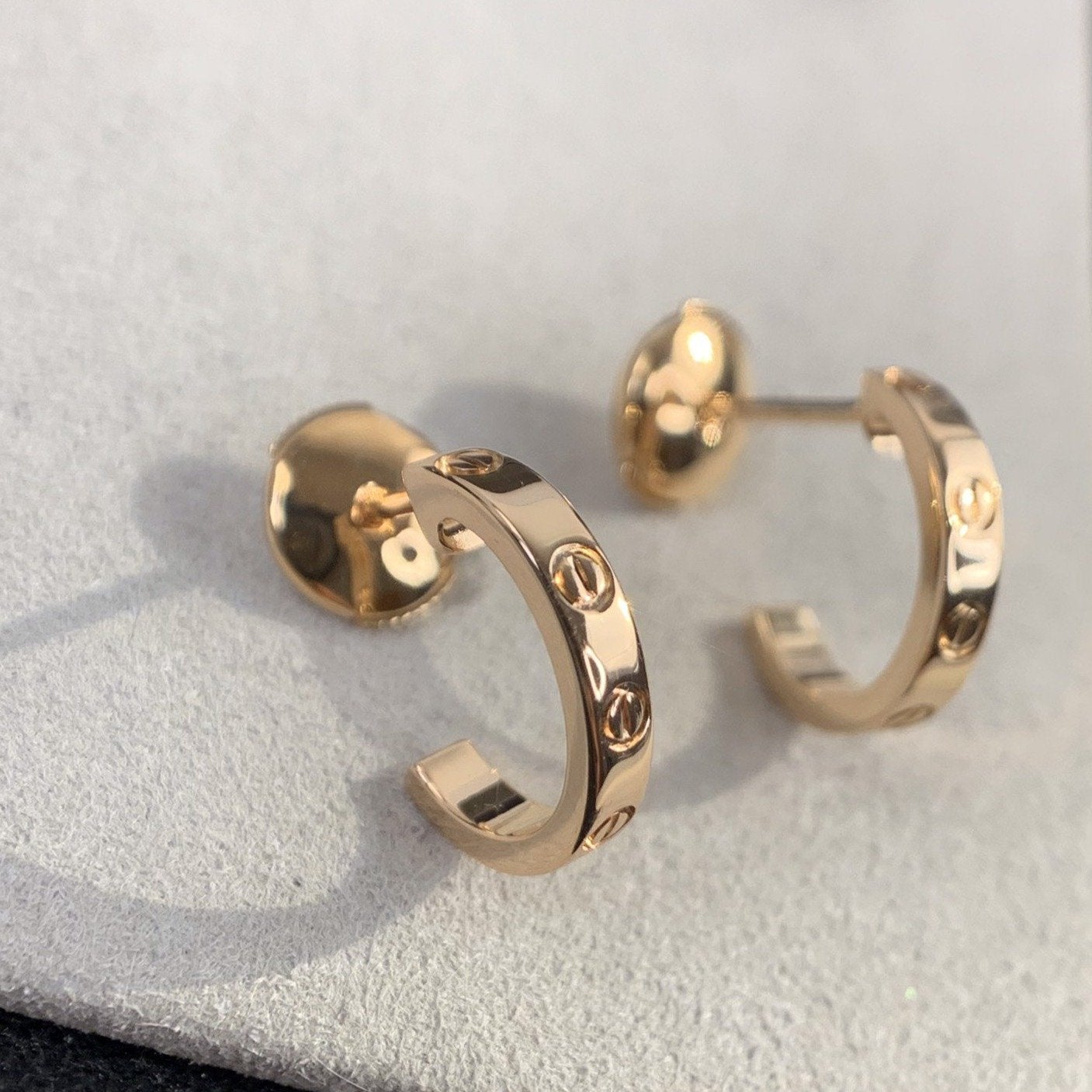 [AuraEcho]LOVE EARRINGS 2.65MM PINK GOLD