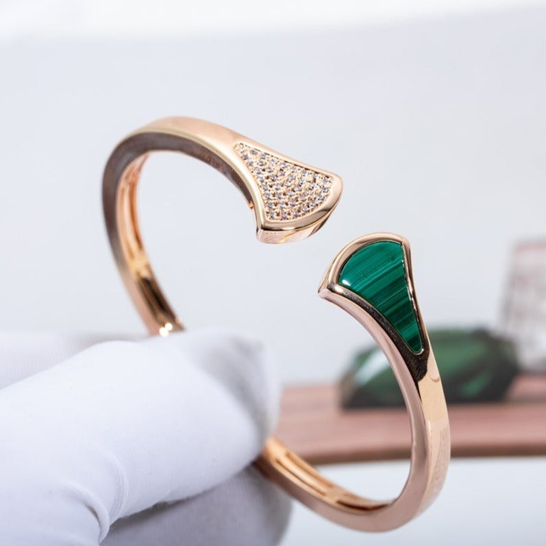 [AuraEcho]DREAM BRACELET OPEN MALACHITE PINK GOLD