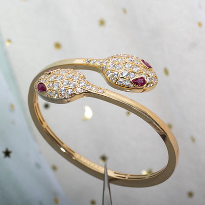 [AuraEcho]SERPENTI BRACELET PINK GOLD DIAMOND DOUBLE SNAKE