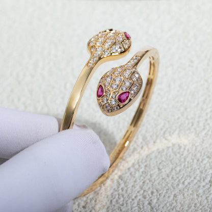 [AuraEcho]SERPENTI BRACELET PINK GOLD DIAMOND DOUBLE SNAKE