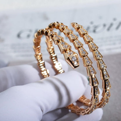 [AuraEcho]SERPENTI BRACELET PINK GOLD DIAMOND DOUBLE ROW