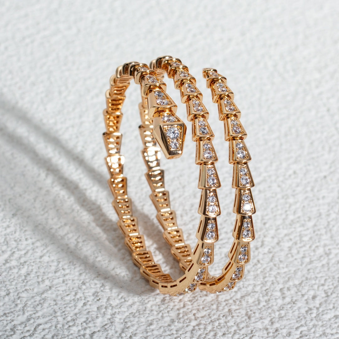 [AuraEcho]SERPENTI BRACELET PINK GOLD DIAMOND DOUBLE ROW
