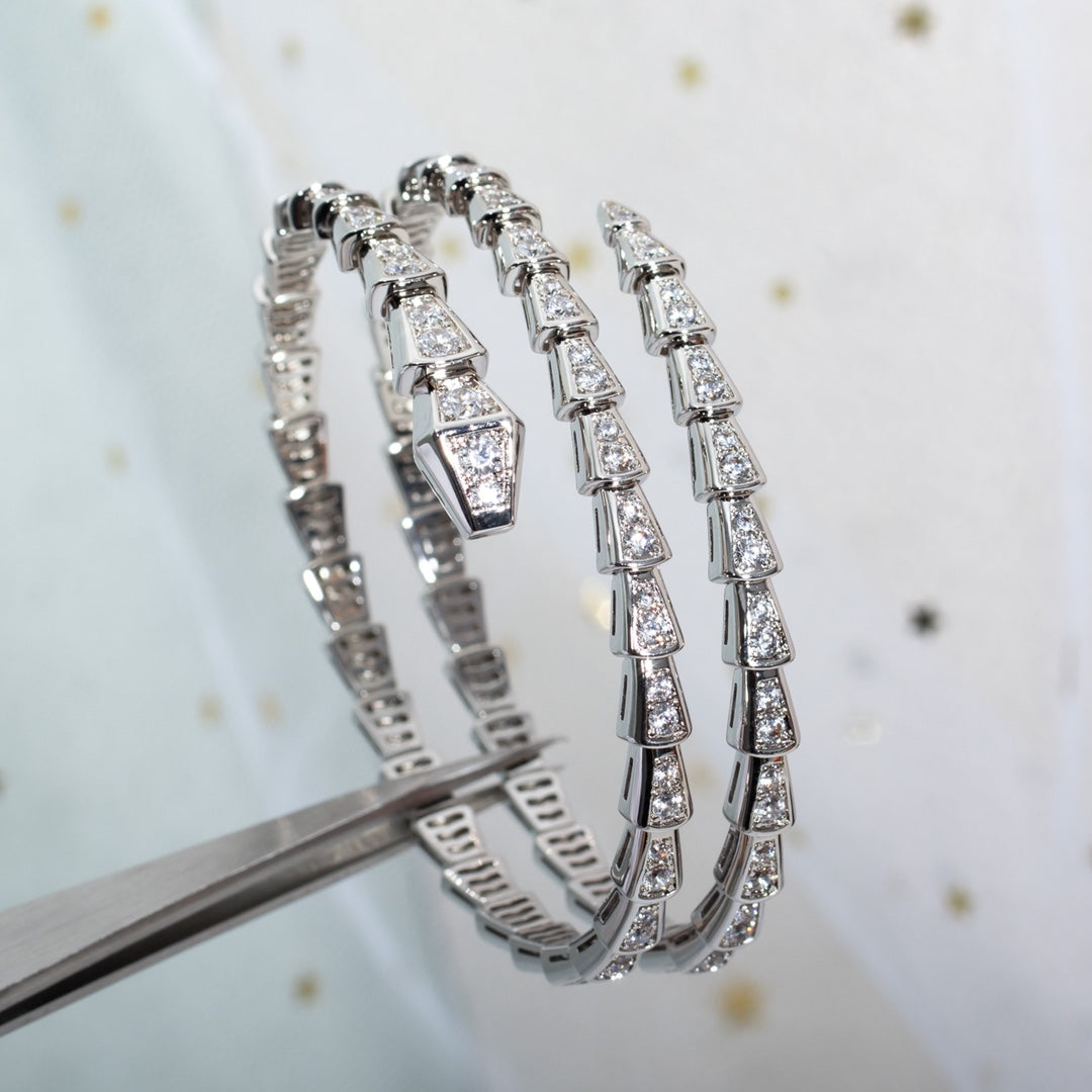 [AuraEcho]SERPENTI BRACELET SILVER DIAMOND DOUBLE ROW