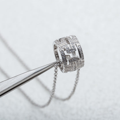[AuraEcho]PARENTESI NECKLACE SILVER DIAMOND