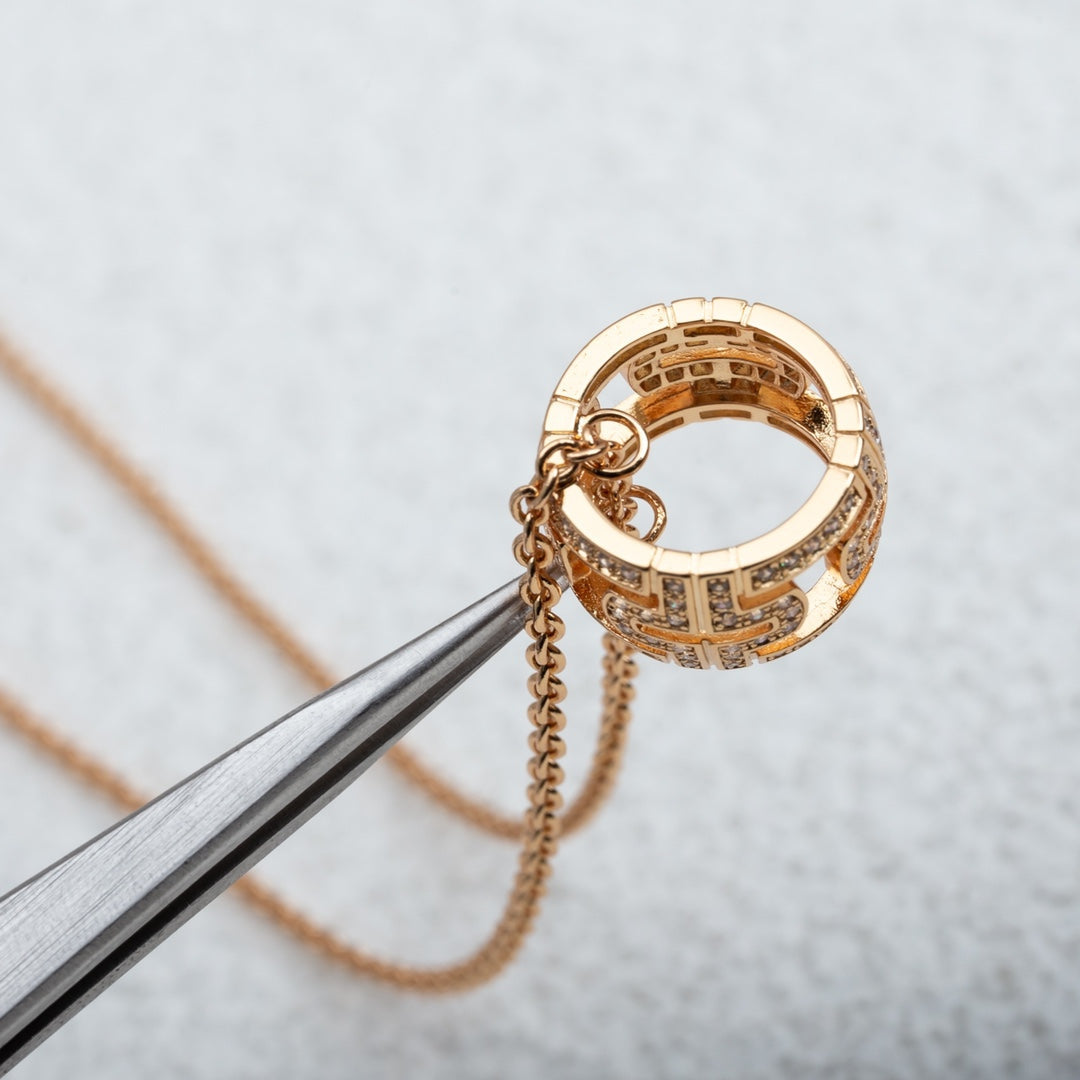 [AuraEcho]PARENTESI NECKLACE PINK GOLD DIAMOND