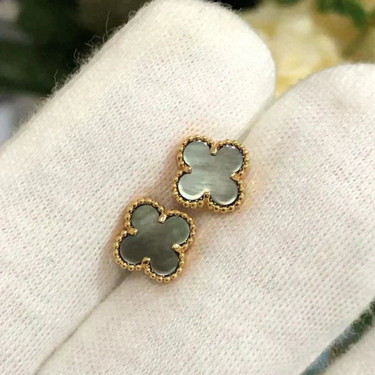 [AuraEcho]CLOVER MINI 9.5MM GRAY MOP EARRINGS