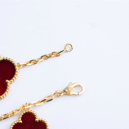 [AuraEcho]CLOVER BRACELET 5 MOTIFS CARNELIAN TIGER EYE