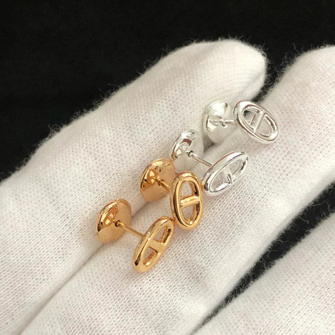 [AuraEcho]CHAINE SMALL EARRINGS GOLD AND SILVER
