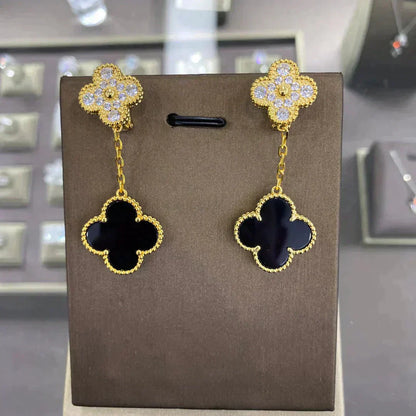 [AuraEcho]CLOVER  2 MOTIFS  DIAMOND  EARRINGS (MULTIPLE CHOICESç´