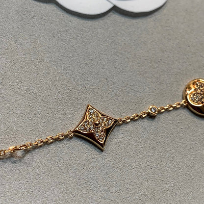 [AuraEcho]STAR AND SUN 4 MOTIFS GOLD DIAMONDS BRACELET