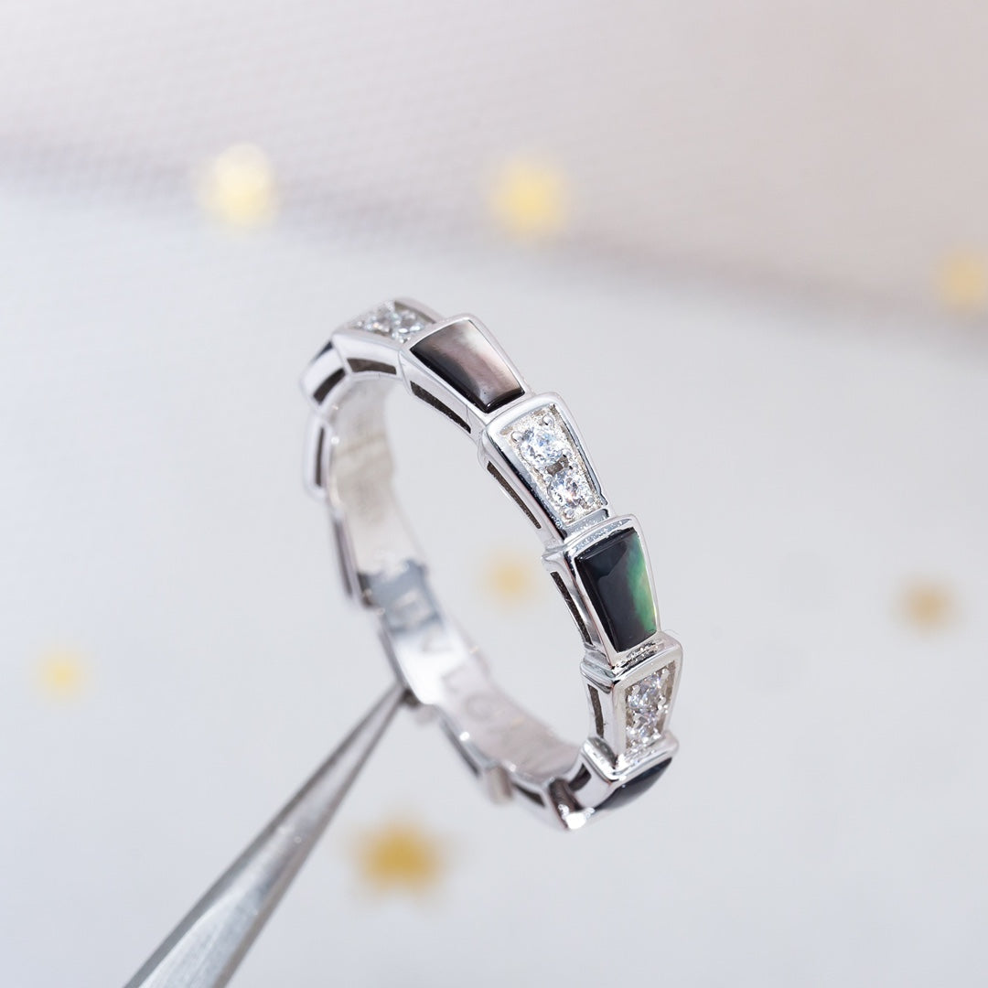 [AuraEcho]SERPENTI RING SILVER  DIAMOND BLACK MOP 3MM