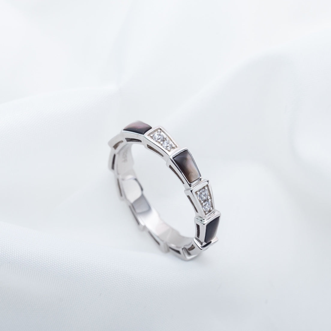 [AuraEcho]SERPENTI RING SILVER  DIAMOND BLACK MOP 3MM