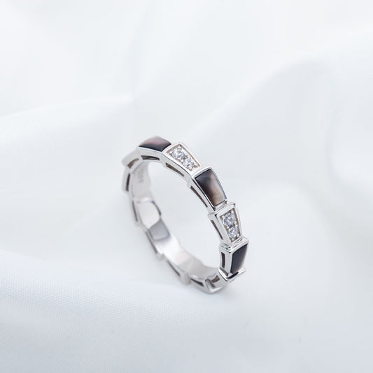 [AuraEcho]SERPENTI RING SILVER  DIAMOND BLACK MOP 3MM