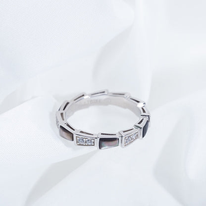 [AuraEcho]SERPENTI RING SILVER  DIAMOND BLACK MOP 3MM